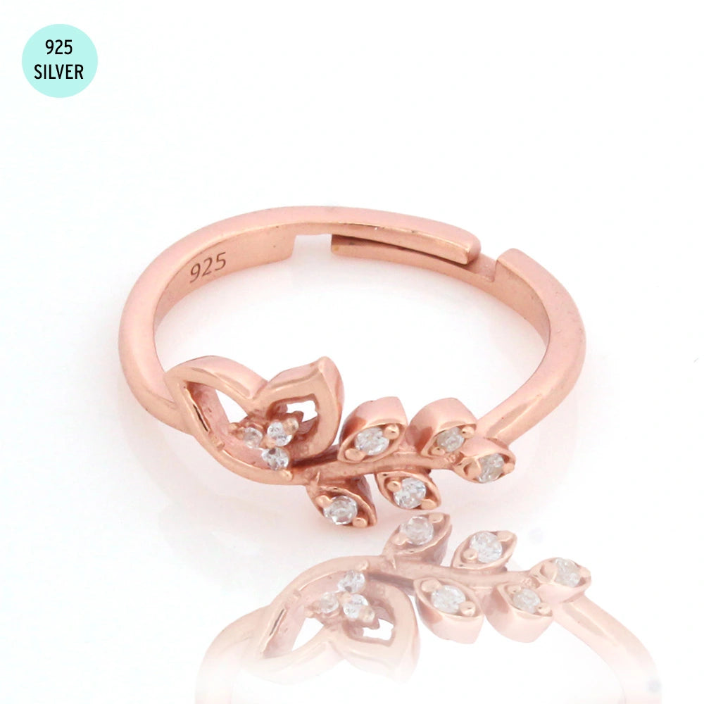 Rose Gold Plated Leaf Ring - Aulze